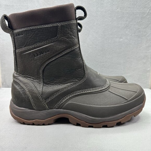 LL Bean Storm Chaser Mens Size 11 (M) Boots Dark Ash Leather All Weather Zip - Picture 1 of 8